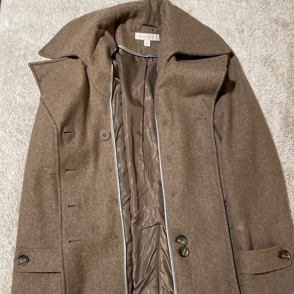 NEW YORK & CO HEATHER TAN PEA COAT - Picture 6 of 8